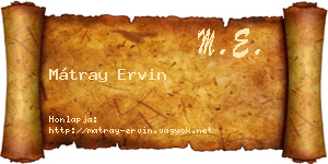 Mátray Ervin névjegykártya